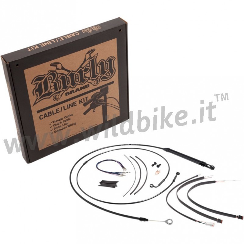 BLACK COMPLETE KIT EXTENDED CABLES HANDLEBAR T-BAR 12" HARLEY DAVIDSON SOFTAIL 2018-2024