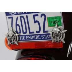SKULL WITH STAR LICENSE PLATE BOLT SET CUSTOM MOTORCYCLE AND HARLEY DAVIDSON