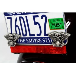 SET DE BOULONS SKULL PANHEAD PLAQUE D'IMMATRICULATION CUSTOM MOTO ET HARLEY DAVIDSON