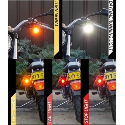 KIT INDICATEURS DE DIRECTION CLIGNOTANTS BULLET MULTIFONCTIONS CNC2 NOIR CREE LED MOTO CUSTOM ET HARLEY DAVIDSON