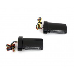 REAR MINI BLACKS TURN SIGNALS LED ALL IN ONE EU APPROVED FOR HARLEY DAVIDSON FXD DYNA 96-17