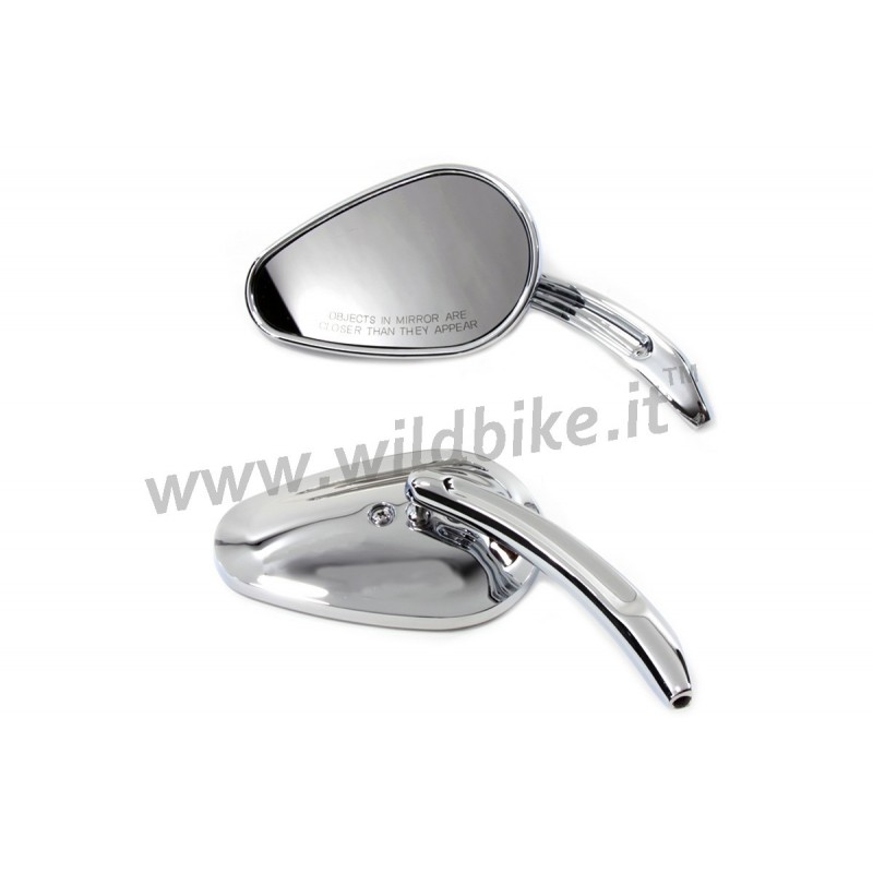 SPECCHIETTI IN ALLUMINIO BULLET OEM  91657-02 CROMATI MOTO CUSTOM E HARLEY DAVIDSON
