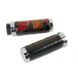 GRIFFE LEDER SET INDIAN 1" VERCHROMT FÜR HARLEY DAVIDSON SOFTAIL M-EIGHT 18-21