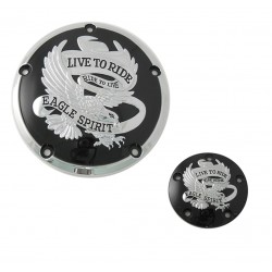 EAGLE SPIRIT BLACK/CHROME COVER SET FOR CRANKCASE HARLEY DAVIDSON TWIN CAM 99-17