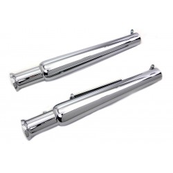 SET MUFFLERS EXHAUST SLIP-ON VINTAGE 50 CM UNIVERSAL BELL END CHROME FOR MOTORCYCLES