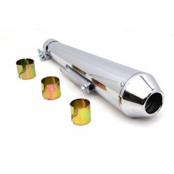 MUFFLER EXHAUST UNIVERSAL MEGATON 44 CM CAFE RACER CHROME FOR CUSTOM MOTORCYCLE
