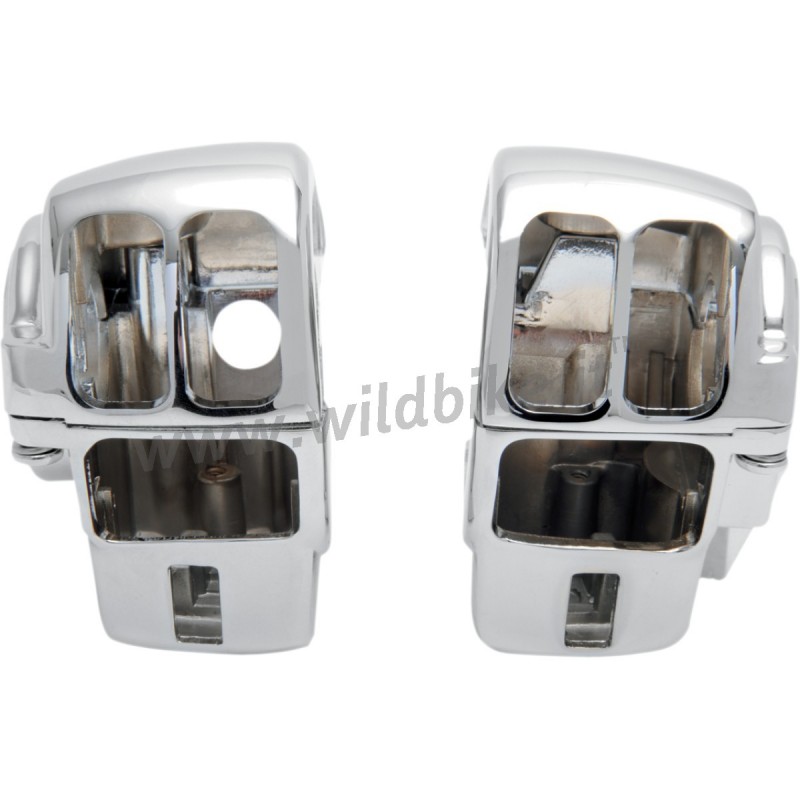 GUSCI BLOCCHI CROMATI COMANDI PULSANTI RADIO PER MANUBRIO HARLEY DAVIDSON FLHR FLHT TOURING 08-13
