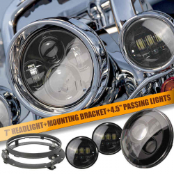 KIT PHARE ET FEUX AUXILIAIRES LED NOIR HOMOLOGUÉ UE HARLEY DAVIDSON FLH FLT TOURING 94-13