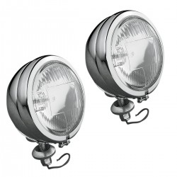 PHARES AUXILIAIRES KIT CHROME 4 1/2" 110 MM POUR MOTO CUSTOM ET HARLEY DAVIDSON