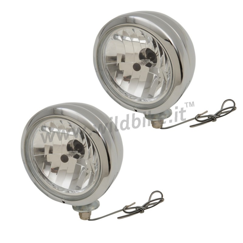 AUXILIARY SPOTLIGHT KIT 881 CHROME PAIR 4 1/2" 110 MM CUSTOM MOTORCYCLE AND HARLEY DAVIDSON
