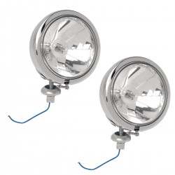 AUXILIARY SPOTLIGHT KIT DIAMOND CHROME 4 1/2" 110 MM CUSTOM MOTORCYCLE AND HARLEY DAVIDSON