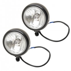 AUXILIARY SPOTLIGHT CLASSIC KIT BLACK 4 1/2" 110 MM CUSTOM MOTORCYCLE AND HARLEY DAVIDSON