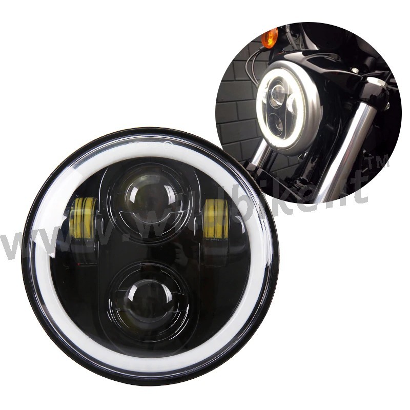 LED FRONT HEADLIGHT BODY EU APPROVED 5.75 SUPERLIGHT HALO RING HARLEY DAVIDSON FXD DYNA 97-17