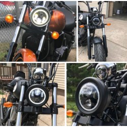 LED FRONT HEADLIGHT BODY EU APPROVED 5.75 SUPERLIGHT HALO RING FOR MOTORCYCLE