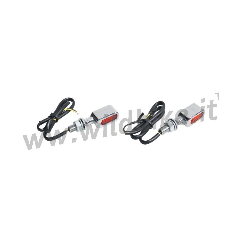 MINI CHROME TURN SIGNALS FASTLINE LED AMBER EU APPROVED CUSTOM MOTO AND HARLEY DAVIDSON