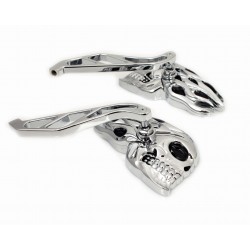 SPIEGEL SET FLAMING SCHÄDEL VERCHROMT/SCHWARZE FÜR HARLEY DAVIDSON UND CUSTOM MOTORRÄDER