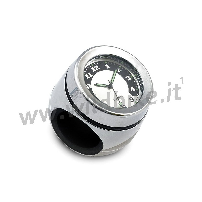 HANDLEBAR MOUNTED CLOCK UNITECH H-M CHROME CUSTOM MOTORCYCLE AND HARLEY DAVIDSON