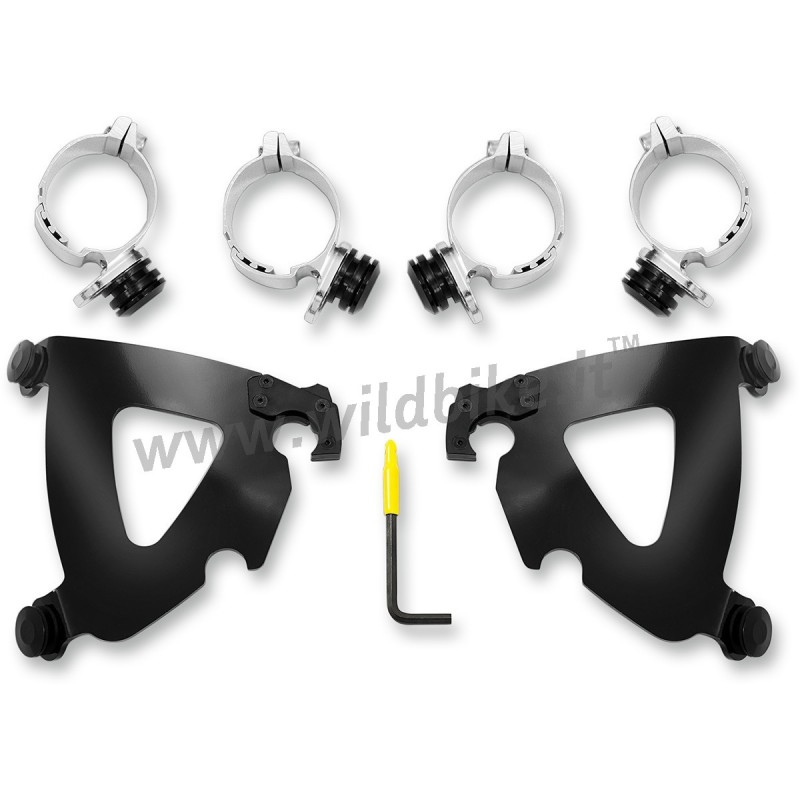 KIT ATTACCO NERO PARABREZZA ROAD WARRIOR HARLEY DAVIDSON SOFTAIL FXBB STREET BOB 18-24