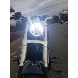 SCHEINWERFER LED FRONT EU GENEMIGHT SUPERLIGHT ANGEL EYE SCHWARZ MIT HALTERUNG HARLEY DAVIDSON V-ROD