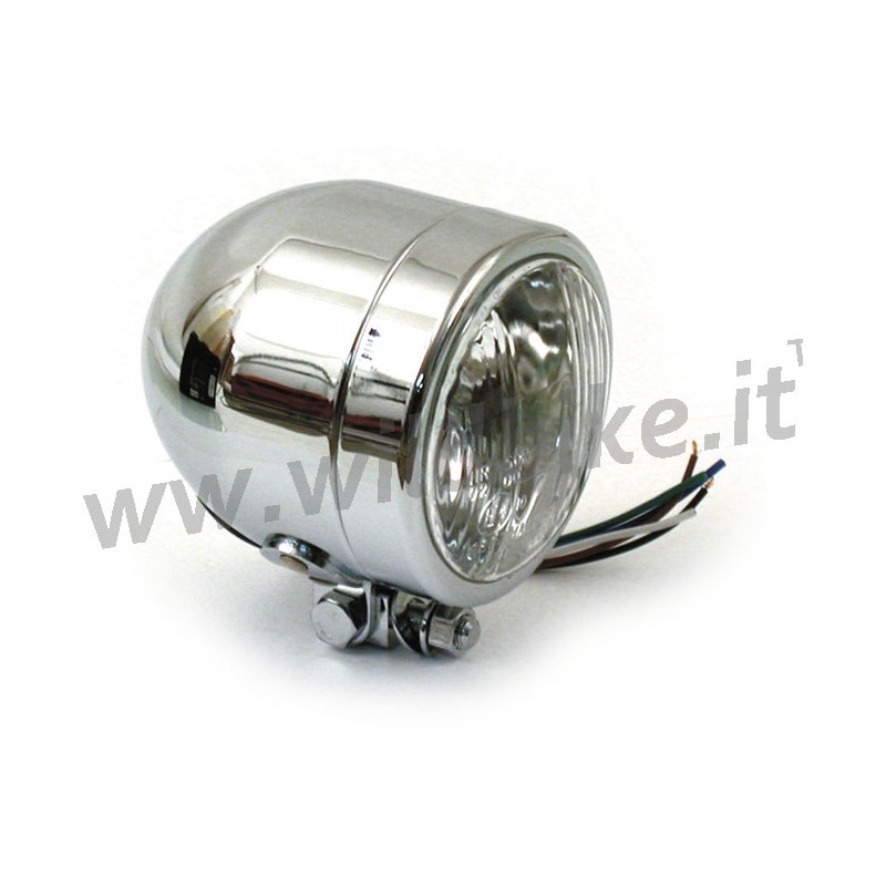 CHROME HEADLIGHT ROUND EU APPROVED 105 MM FOR CUSTOM MOTORCYCLE AND HARLEY DAVIDSON