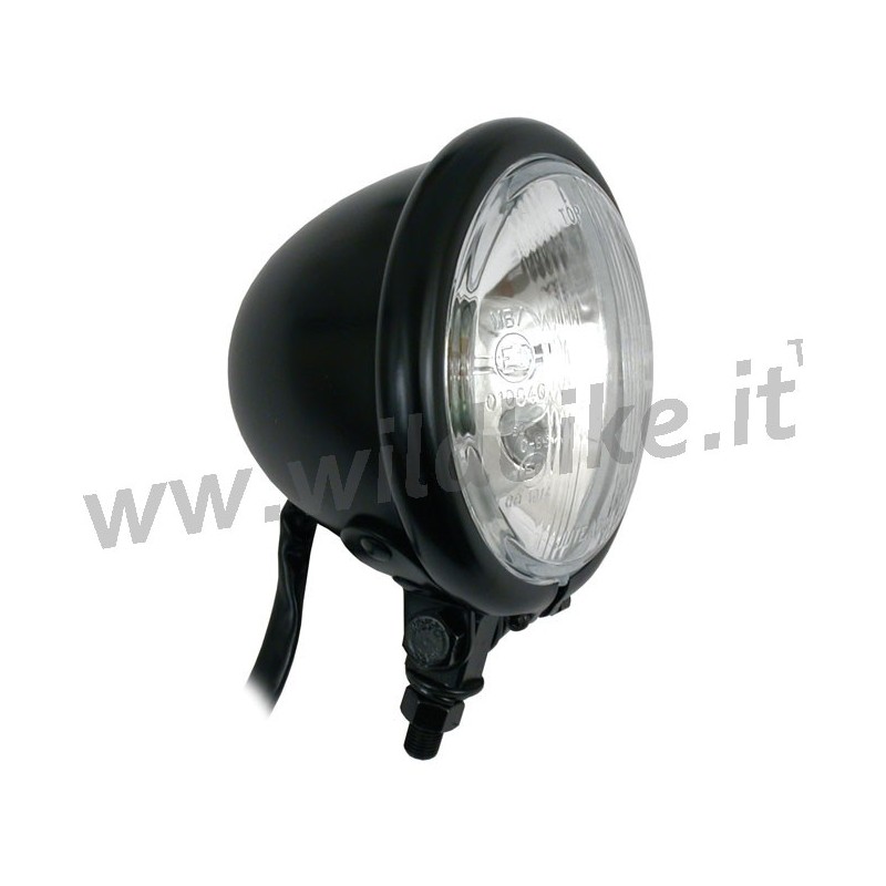 PHARE VINTAGE BATES NOIR MATTE 4-1/2" 110 MM APPROUVÉ UE MOTO CUSTOM ET HARLEY DAVIDSON