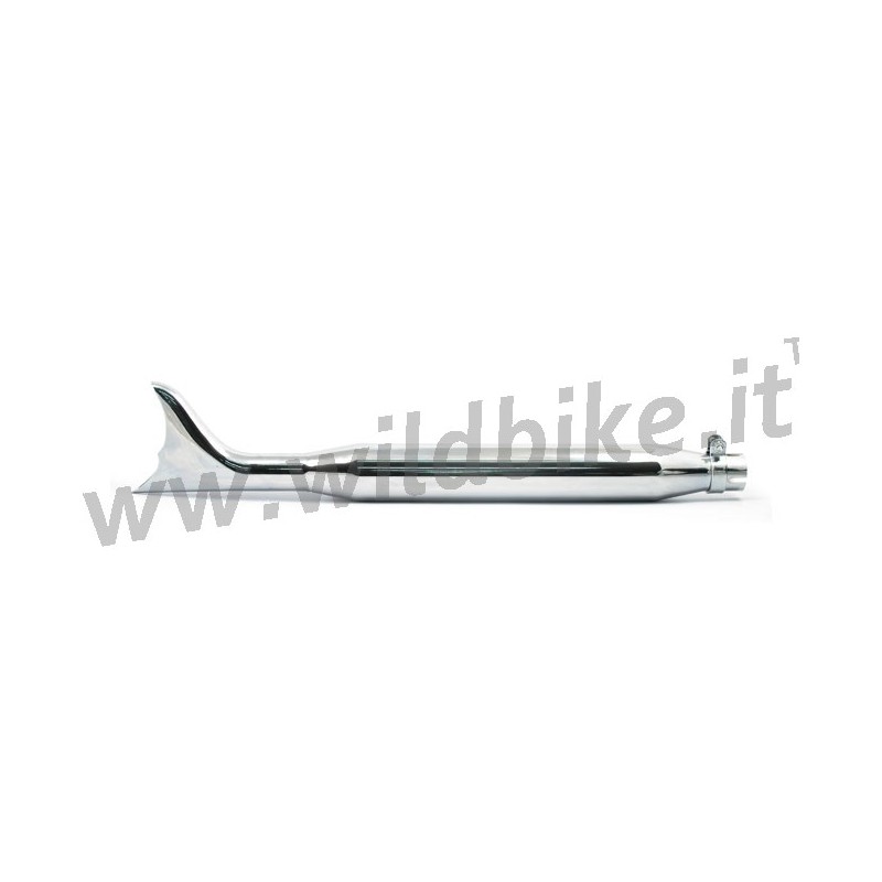 EXHAUST MUFFLER SLIP ON UNIVERSAL BATWING FISHTAIL 76 CM CHROME FOR MOTORCYCLES CUSTOM