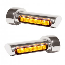 REAR MINI CHROME TURN SIGNALS LED EU APPROVED HARLEY DAVIDSON FXD DYNA 96-17