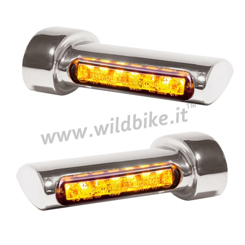 MINI INDICATORI CROMATI DI DIREZIONE A LED POSTERIORI OMOLOGATI HARLEY DAVIDSON FXD DYNA 96-17
