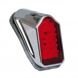 FANALINO POSTERIORE CROMATO MINI TOMBSTONE ROSSO LED PER MOTO CUSTOM E HARLEY DAVIDSON