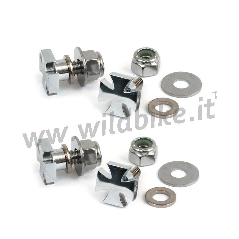 VITI DADI CROCE MALTESE CROMATI PER PORTATARGA MOTO CUSTOM E HARLEY DAVIDSON