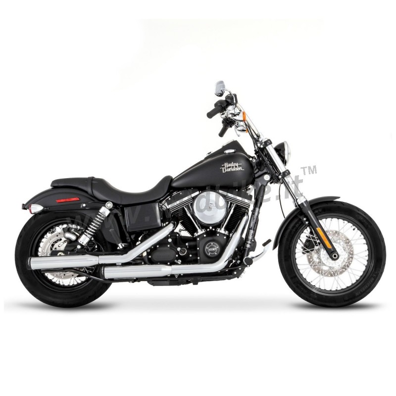 POT D'ECHAPPEMENT RINEHART 3" DUALS SLIP-ON CHROME/NOIR HARLEY DAVIDSON FLS/FLST SOFTAIL 07-17