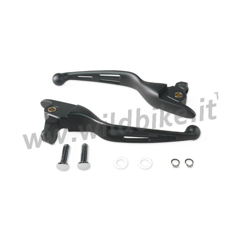ALUMIMIUM HEBEL SET SLOTTED 3 SCHWARZ MATT FÜR HARLEY DAVIDSON SOFTAIL M-EIGHT 18-21