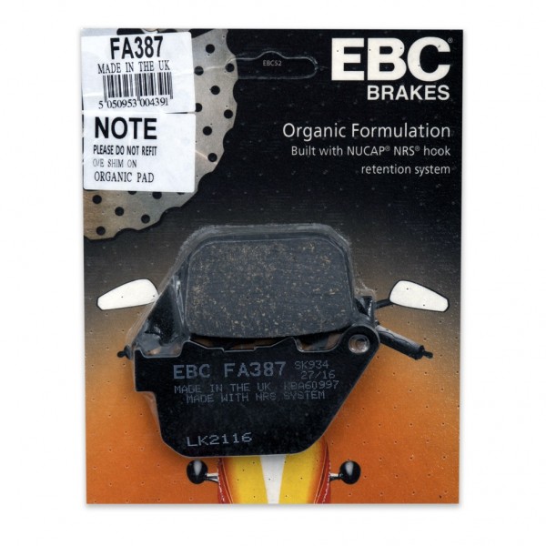 REAR BRAKE PAD EBC ORGANIC FOR HARLEY DAVIDSON XL SPORTSTER '04-'13