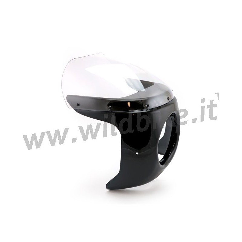 PARE-BRISE CARENAGE UNIVERSEL VINTAGE 7" FAIRING NOIR POUR MOTO CUSTOM ET HARLEY DAVIDSON