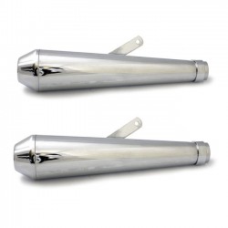 AUSPUFFSCHALLDÄMPFER SET UNIVERSAL SLIP-ON MEGATON 43 CM CHROM FÜR MOTORRÄDER