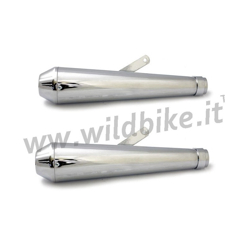 AUSPUFFSCHALLDÄMPFER SET UNIVERSAL SLIP-ON MEGATON 43 CM CHROM FÜR MOTORRÄDER