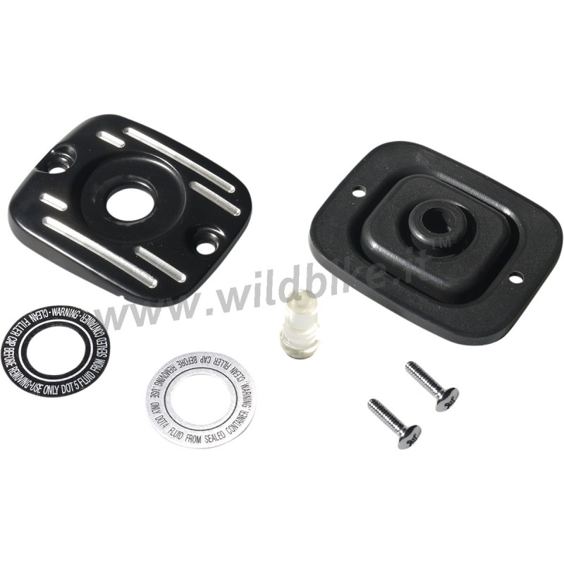 TAPPO SERBATOIO FRENO ANTERIORE FINNED NERO HARLEY DAVIDSON TWIN CAM 99-17