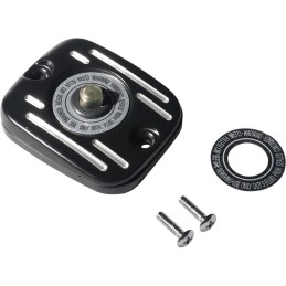 FRONT BRAKE RESERVOIR CAP FINNED BLACK HARLEY DAVIDSON TWIN CAM 99-17