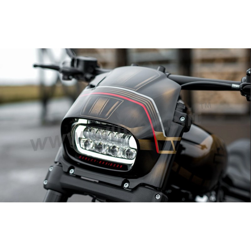 CARÉNAGE DE PHARE AGGRESSOR NOIR HARLEY DAVIDSON FXFB/S SOFTAIL FAT BOB 2018-25