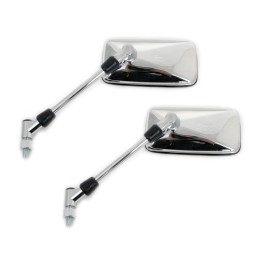 SET RÉTROVISEURS RECTANGULAIRES CHROMES APPROUVÉS UNIVERSEL POUR MOTO CUSTOM