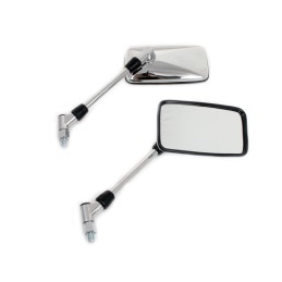 SET SPIEGEL CHROME UNIVERSAL ZUGELASSENE RECHTECKIGE FÜR CUSTOM MOTORRÄDER