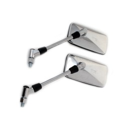 CHROME UNIVERSAL RECTANGULAR MIRRORS SET APPROVED E9 CUSTOM MOTORCYCLE