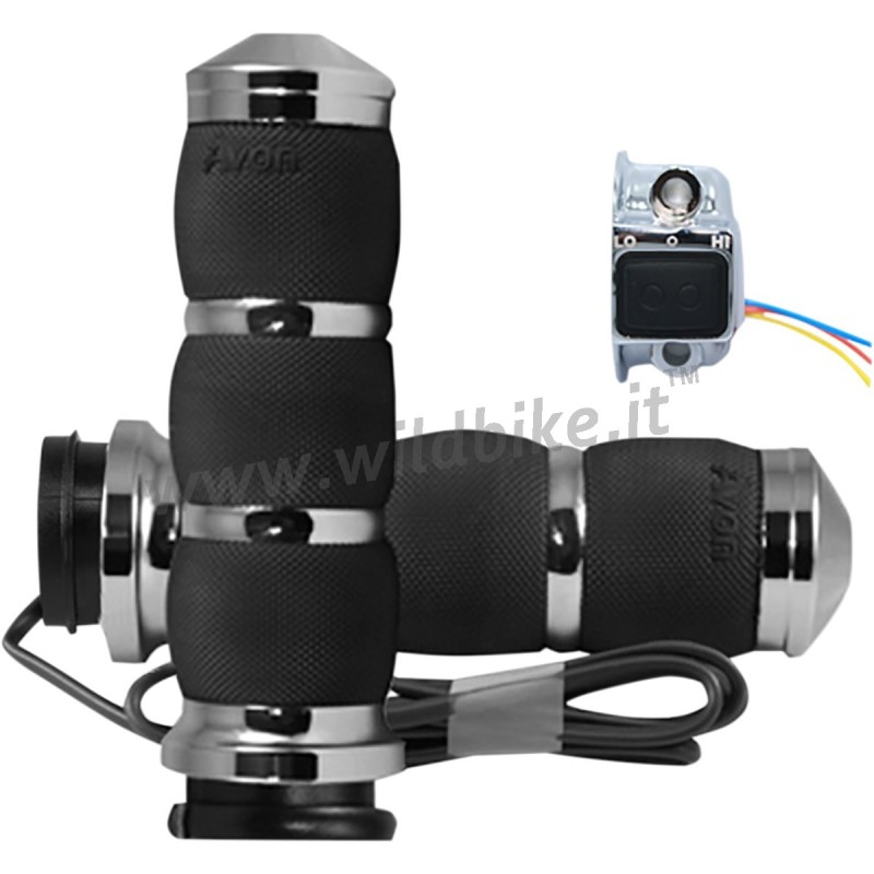 GRIFFE BEHEIZTER AVON AIR VELVET SCHWARZ/CHROM FÜR HARLEY DAVIDSON SOFTAIL M-EIGHT 18-22