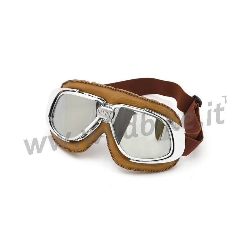 LUNETTES VINTAGE MOTO BANDIT CLASSIC CUIR MARRON LENTILLE SILVER