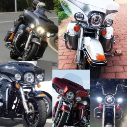 SCHEINWERFER LED TEILE KIT EU ZUGELASSEN CHROM HARLEY DAVIDSON FLH FLT TOURING 94-13