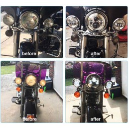 KIT PARABOLE FARI ANTERIORI A LED OMOLOGATI CROMATI HARLEY DAVIDSON FLH FLT TOURING 94-13