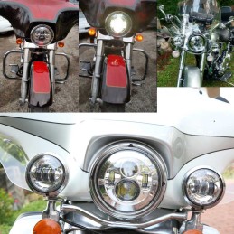 SCHEINWERFER LED TEILE KIT EU ZUGELASSEN CHROM HARLEY DAVIDSON FLH FLT TOURING 94-13