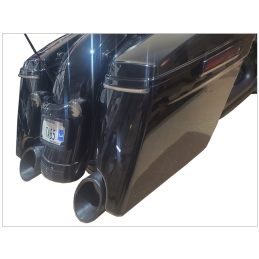 BLACK EXHAUST MUFFLERS TAB SLIP-ON 50 CAL HARLEY DAVIDSON FLH/FLT TOURING 17-21