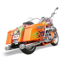 AUSPUFFANLANGEN SLIP-ON TAILGUNNER GUNSHIP CHROM/SILVER HARLEY DAVIDSON FLH FLT TOURING 2017-2025