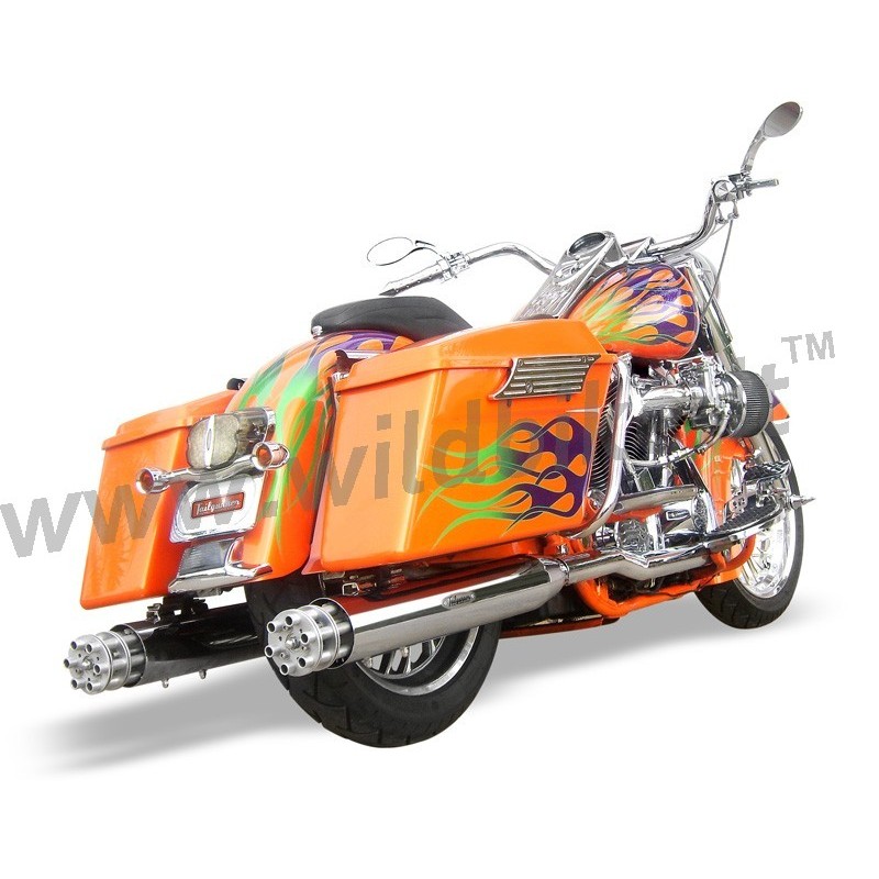 CHROME/SILVER EXHAUST MUFFLERS SLIP-ON TAILGUNNER GUNSHIP HARLEY DAVIDSON FLH FLT TOURING 1995-2016